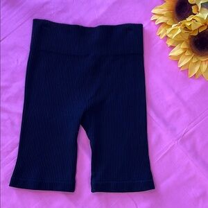 Black Ribbed Biker Shorts